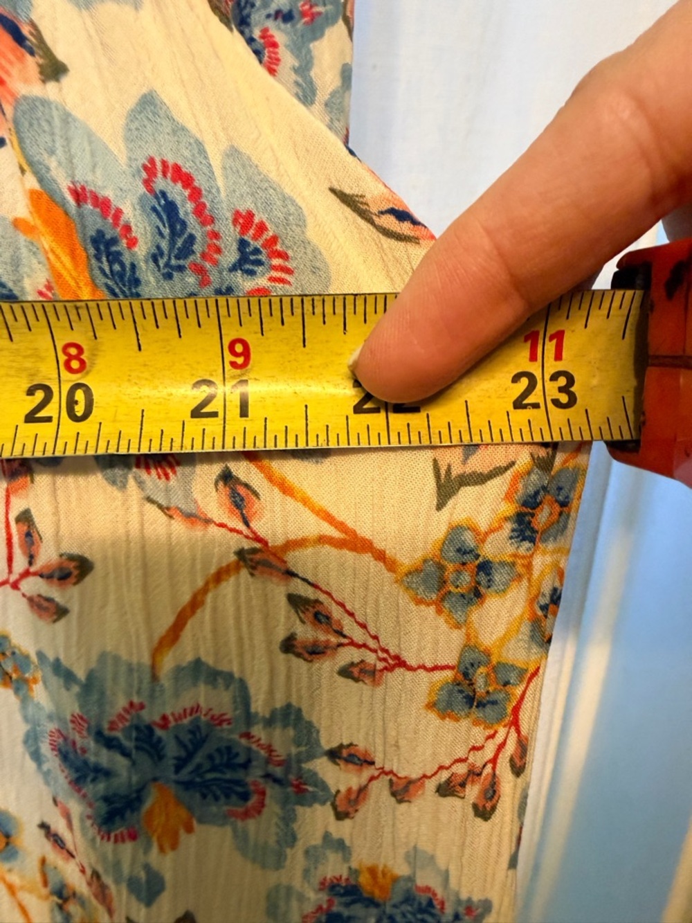 Old Navy Cream Floral Peasant Blouse with Blue & Pink Flowers - Picture 8 of 9